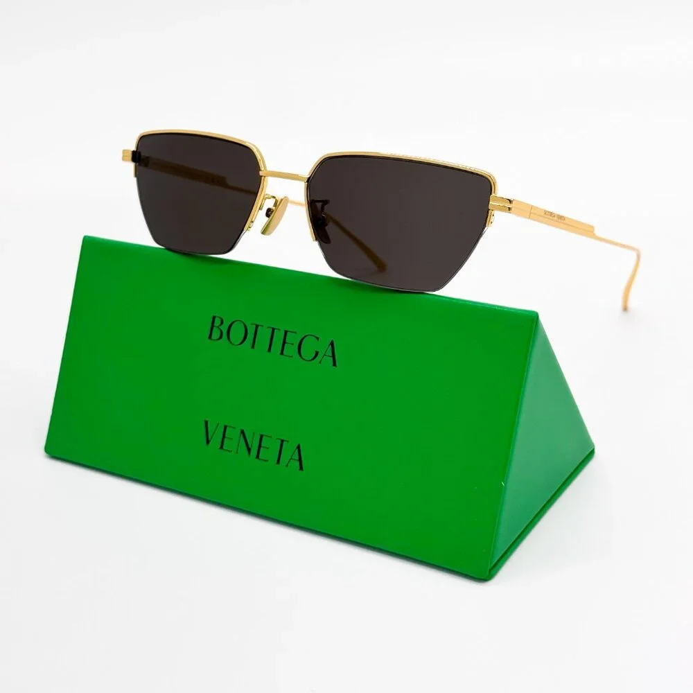 NEW BOTTEGA VENETA BV1107S 004 UNISEX GOLD GREY SUNGLASSES BOTTEGA VENETA